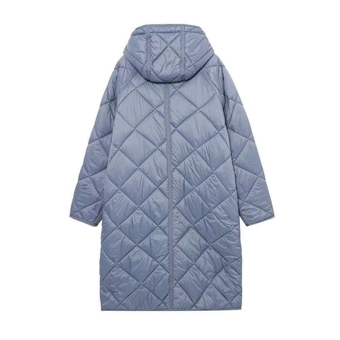 Abrigo Acolchado Casual para Mujer Con Capucha Patrón de Diamante Manga Larga Botones de Presión Chaqueta Puffer Elegante Color Sólido Invierno