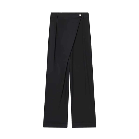 Damen Mode Asymmetrische Hohe Taille Weite Hose Einfarbig Büro Dame Pendeln Elegante Gerade Hose Für Damen