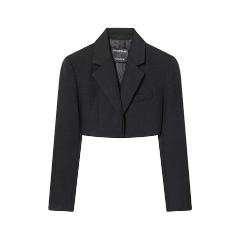 Women Vintage Cropped Blazer And Flared Pants Outfit Black Polyester Notched Lapel Long Sleeve Two Piece Commute Suit