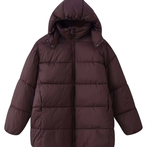 Chaqueta Acolchada Casual Oversize con Capucha para Mujer Abrigo Invernale Cálido Acolchado Cortavientos Holgado Color Sólido