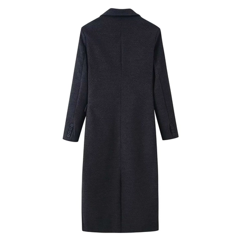 Cappotto Lungo di Lana da Donna Elegante Collo a Rever Monopetto Vestibilità Larga Giacca Invernale Calda con Tasche