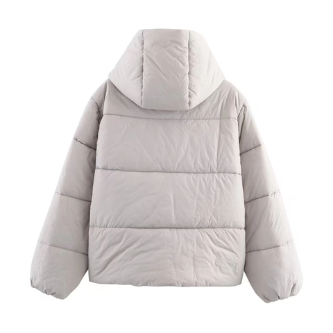 Women's Winter Hooded Puffer Jacket Warm White Duck Down Quilted Coat Fashion Windproof Stand Collar Padded Outerwear