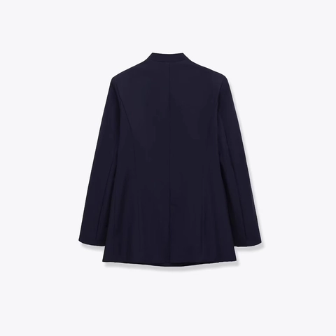 Women's Professional V Neck Double Breasted Suit Jacket Elegant Solid Color Office Blazer With Pockets Slim Fit Long Sleeve Outerwear