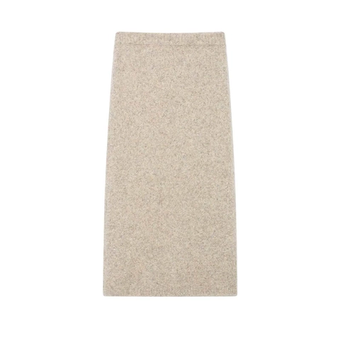 Gonna Midi in Maglia a Vita Alta da Donna Elegante Minimalista Tinta Unita Avena Autunno Inverno Gonna a Tubino Stile Pendolare