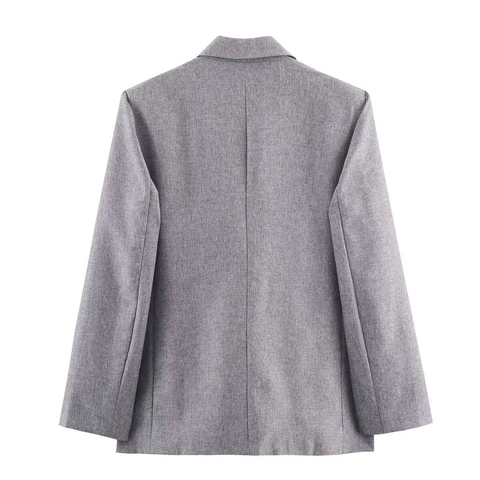 Dames Office OL Visgraat Blazer Met Schoudervulling En Geplooide Midi-rok Met Riem Elegant Grijs Herfst Winter Pak