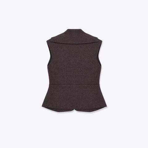 Damen Elegant Reverskragen Ärmellos Weste Einreihig Slim Fit Schößchen-Saum Weste Büro Einfarbig Polyester Top