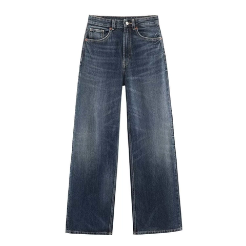 Vaqueros de Pata Ancha de Cintura Alta para Mujer Degradado Pantalones de Mezclilla Lavados Vintage Pantalones Sueltos