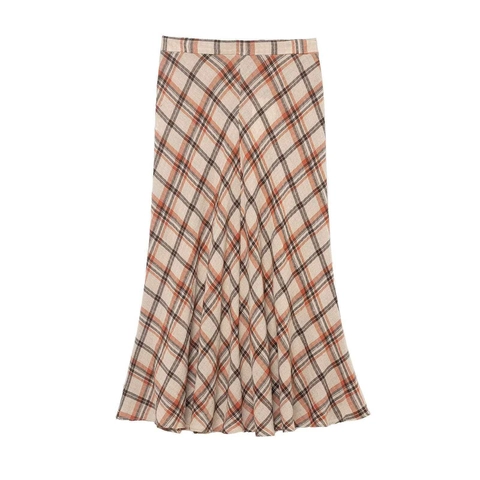 Gonna Midi Vintage a Quadri per Donna Elegante Gonna a Vita Alta Con Cerniera Invisibile Stile Britannico Pendolare Abbigliamento