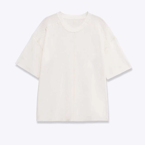 Camiseta de Punto de Manga Corta con Cuello Redondo Minimalista de Verano para Mujer Top de Punto de Poliéster con Hombros Caídos