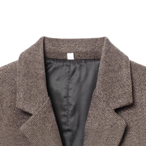Damen Vintage Fischgräten-Blazer Mit Gürtel Langarm Reverskragen Büro Sakko Reguläre Passform Pendler Oberbekleidung