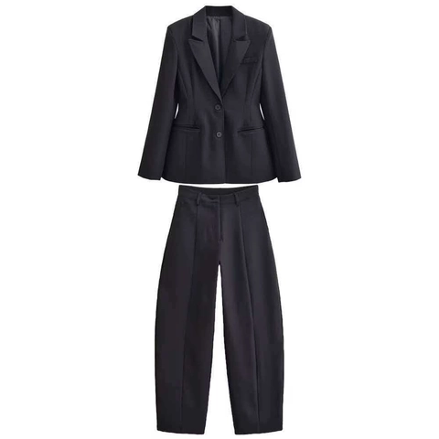 Chaqueta Ajustada Profesional Elegante Para Mujer Y Pantalones De Cintura Alta Traje Formal De Oficina De Negocios Poliéster