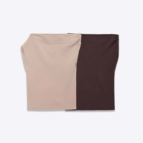 Top de Tubo Casual para Mujer Ajustado de Punto Acanalado Sin Tirantes Sin Mangas Color Sólido Hombros Al Aire Verano