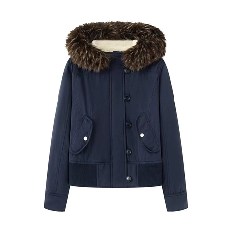 Damen Mode Lässig Gepolsterte Kapuzenjacke Mit Abnehmbarem Kunstpelzkragen Sherpa Gefüttert Warm Winter Kurz Parka Mantel