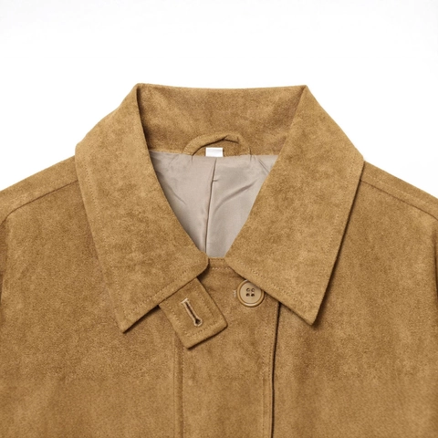 Women Elegant Faux Suede Blazer Jacket Solid Color Lapel Single Breasted Utility Coat With Flap Pockets Autumn Winter Coat