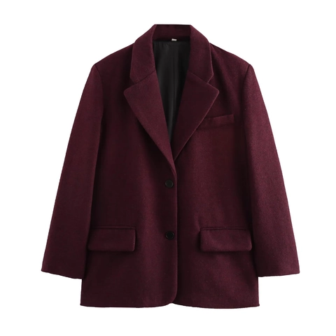 Damen Eleganter Einfarbiger Blazer Jacke Mit Schulterpolstern Einreihig Langarm Casual Outerwear Anzug Mantel
