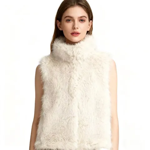 Gilet in Pelliccia Sintetica da Donna Senza Maniche Collo Alto Aperto Davanti Gilet Spesso Caldo Streetwear Casual Top