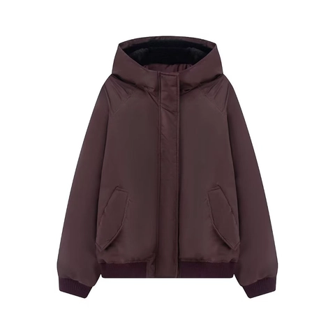 Giacca Imbottita Donna con Cappuccio Foderata in Pile Parka Invernale Ispessito Casual Caldo Cappotto in Cotone a Maniche Lunghe
