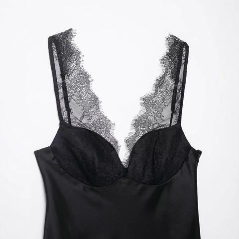Dames Sexy Satijnen Camisole Met Kant Trim V-hals Slim Fit Mouwloze Tank Top Voor Zomer Feest Casual Luxe Avondkleding