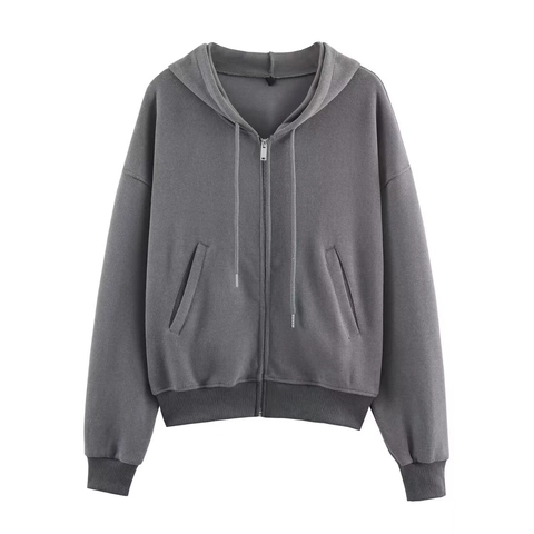 Women Casual Cotton Blend Ribbed Hooded Zipper Sweatshirt And Straight Leg Sweatpants Solid Color Two Piece Set Loungewear