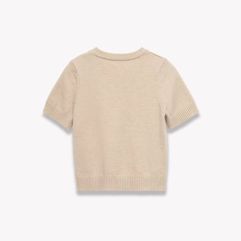 Damen Casual Rundhals Kurzarm Strickpullover Basic Einfarbig Gerippter Saum Pullover Top Mode Pendeln Strickwaren