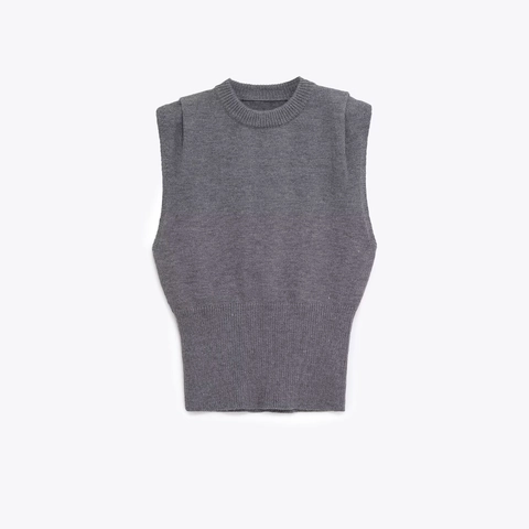 Damen Casual Strickweste Ärmellos Rundhals Pullover Top Mit Rippenstrick Einfarbig Schlanke Passform Herbst Winter Strickwaren