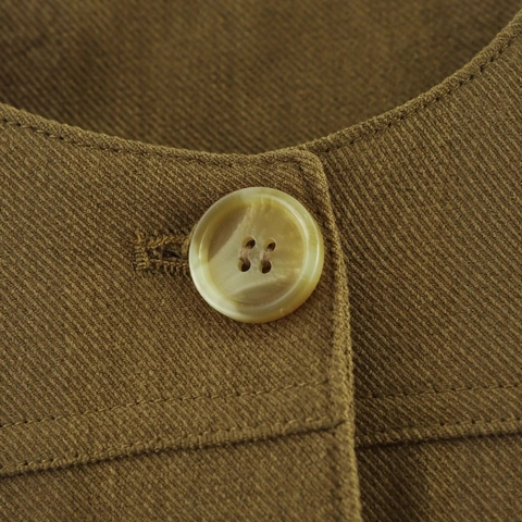 Chaqueta Utilitaria Casual para Mujer Verde Oliva Cuello Redondo De Una Sola Fila Color Sólido Bomber Corto Con Bolsillos Cargo