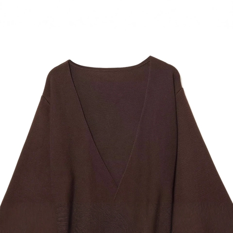 Women V Neck Long Sleeve Knit Cardigan With Belt Elegant Solid Color Polyester Ribbed Sweater Top For Casual Daily Wear