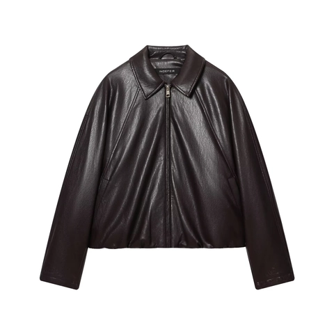 Women Faux Leather Bomber Jacket Casual PU Leather Lapel Zipper Long Sleeve Raglan Sleeve Biker Coat Solid Outerwear