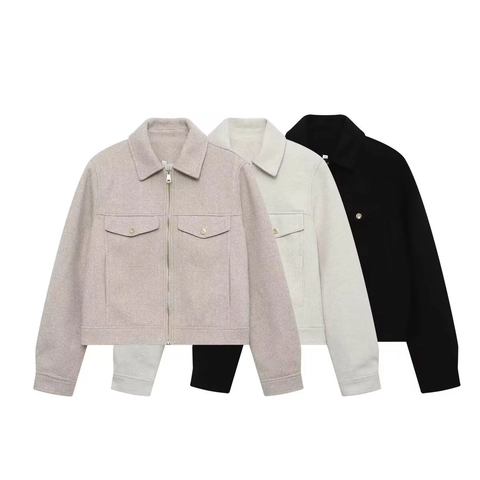 Veste Ample Décontractée Pour Femmes Avec Fermeture Éclair Col Rabattu Manches Longues Sortie Avec Poches À Rabat Automne Hiver Veste Pour Femmes