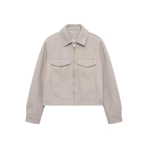 Veste Ample Décontractée Pour Femmes Avec Fermeture Éclair Col Rabattu Manches Longues Sortie Avec Poches À Rabat Automne Hiver Veste Pour Femmes