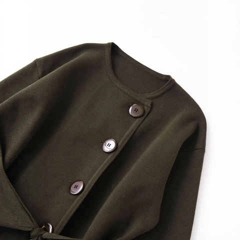 Damen Strickjacke Mit Rundhalsausschnitt Und Gürtel Einfarbig Einreihig Kurzjacke Streetwear Casual Outerwear Mantel
