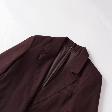 Blazer Élégant à Manches Courtes pour Femmes Col à Revers Simple Boutonnage Veste de Costume Café Bureau
