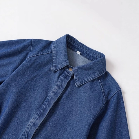Women Casual Solid Blue Denim Style Cape Shirt Poncho Loose Batwing Sleeve Blouse Lapel Button Up Top Fashion Clothing