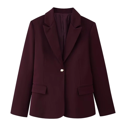 Dames Slanke Pasvorm Schoudervulling Kostuum Jas En Rechte Broek Outfit Elegant Professioneel Zakelijk Kantoor Bourgondië