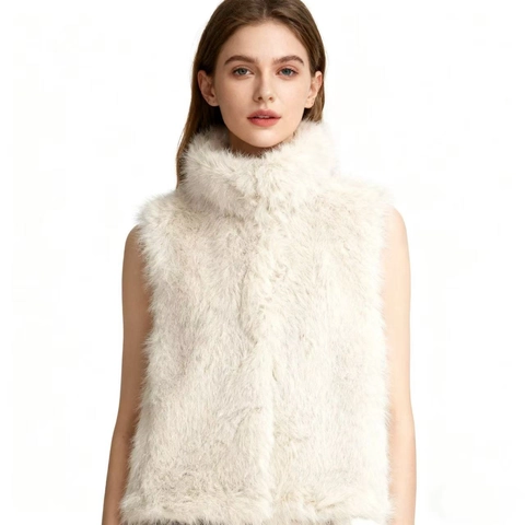 Women Fashion Faux Fur Vest Sleeveless High Neck Open Front Waistcoat Thick Warm Outerwear Streetwear Casual Winter Top