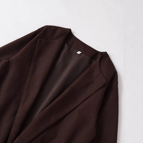 Damen Elegant Einfarbig Blazer Jacke Mit Gürtel V Ausschnitt Langarm Büro Dame Pendler Herbst Winter Anzug Oberbekleidung