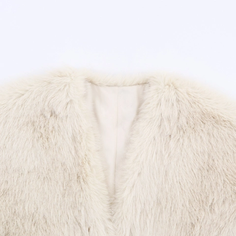 Women's Casual Faux Fur Vest Sleeveless Cardigan Waistcoat Solid Color Round Neck Minimalist Streetwear Outerwear For Autumn Winter