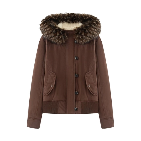 Chaqueta Parka de Invierno para Mujer Con Cuello de Piel Sintética Desmontable Forro de Borreguillo Abrigo Acolchado Bolsillos