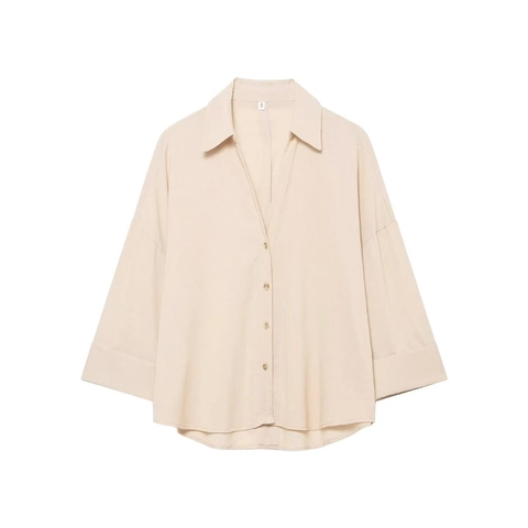 Women Casual Solid Color V Neck Lapel Shirt Loose Dropped Shoulder Button Down Blouse Long Sleeve Polyester Top