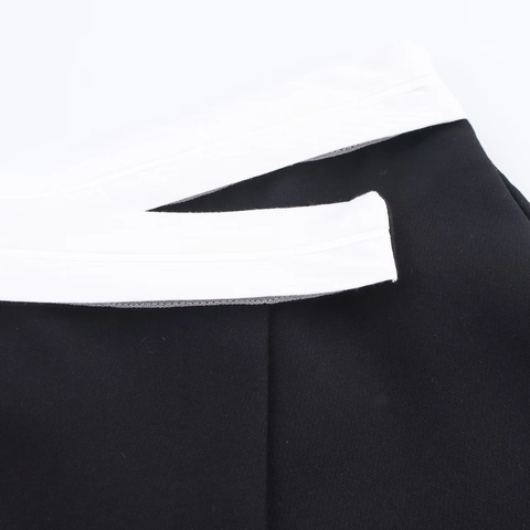 Damen Hohe Taille Kontrast Color-Block Skort Wrap Front Mini Hosenrock Polyester Casual Street Style Sommer Unterteile