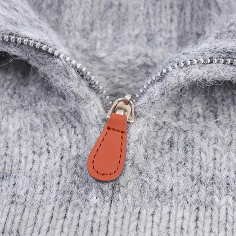 Jersey de Punto con Media Cremallera para Mujer Ajuste Holgado Solapa Manga Larga de Canalé Mezcla Pullover Cálido Casual Moda Otoño Invierno