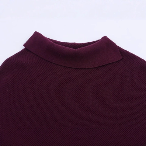 Suéter de Punto Asimétrico Holgado para Mujer Cuello Alto Manga de Murciélago Hilo de Núcleo Color Sólido Pullover Poncho