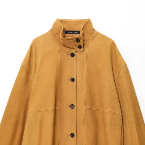 Women Vintage Ginger PU Leather Aviator Jacket Stand Collar Loose Long Sleeve Outerwear Casual Chic Button Flight Jacket