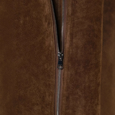 Chaqueta Corta de Ante Sintético para Mujer Cuello de Solapa Manga Larga con Cremallera Color Sólido Otoño Invierno Abrigo de Moda Vintage