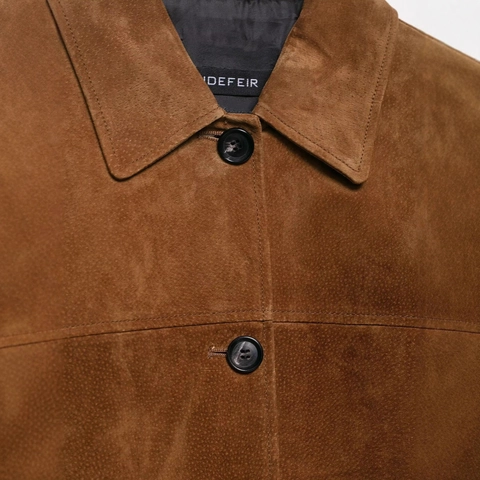 Chaqueta de Ante Sintético para Mujer con Solapa Casual Color Sólido Botonadura Sencilla Largo Medio Manga Larga con Bolsillos