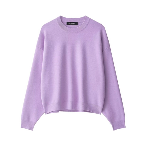 Women Casual Ribbed Knit Sweater Crew Neck Loose Drop Shoulder Long Sleeve Pullover Solid Color Polyester Jumper Top