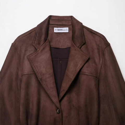 Chaqueta Casual de Gamuza Sintética para Mujer con Cinturón Solapa de Muesca Botonadura Sencilla Manga Larga Color Sólido Abrigo de Conmutador