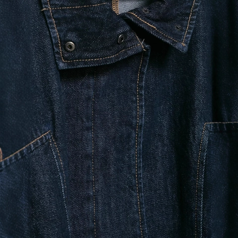 Vintage Women Dark Blue Denim Jacket With Adjustable Drawstring Hem Loose Batwing Sleeve Zip Up Casual Outerwear For Autumn Ladies