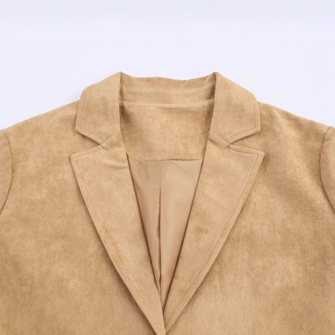 Damen Mode Langer Wildlederimitat Mantel Minimalistisches Revers Einreihig Einfarbig Lockerer Schnitt Jacke Für Herbst Winter