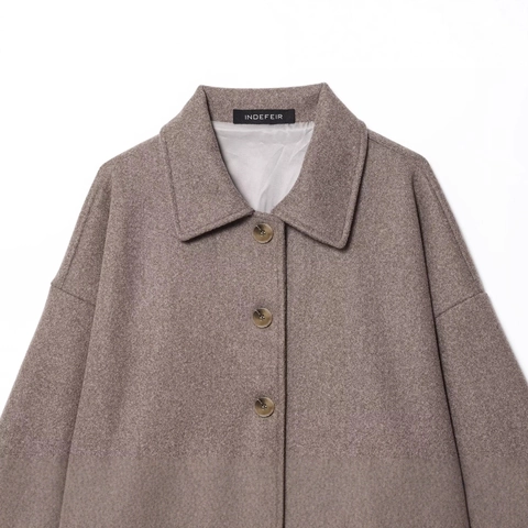 Women's Casual Woolen Coat Simple Solid Color Short Jacket Lapel Collar Single Breasted Loose Fit Long Sleeve Outerwear
